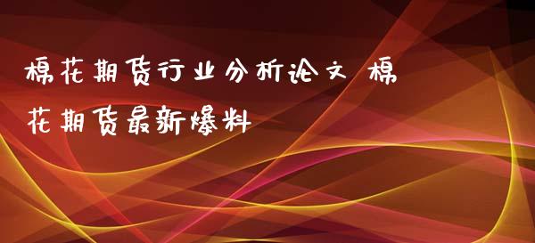 棉花期货行业分析论文 棉花期货最新爆料_https://www.iteshow.com_期货知识_第2张