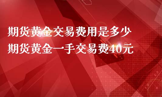 期货黄金交易费用是多少 期货黄金一手交易费40元_https://www.iteshow.com_期货手续费_第2张