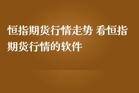 恒指期货行情走势 看恒指期货行情的软件_https://www.iteshow.com_期货公司_第2张