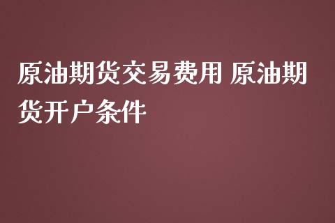 原油期货交易费用 原油期货开户条件_https://www.iteshow.com_期货百科_第2张