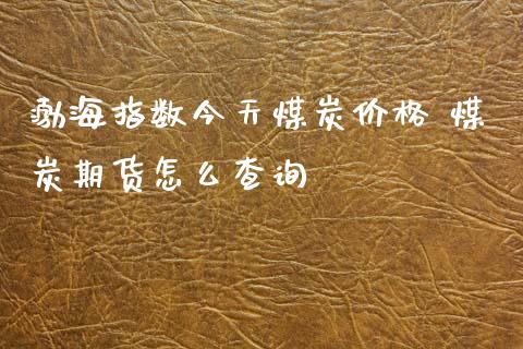 渤海指数今天煤炭价格 煤炭期货怎么查询_https://www.iteshow.com_商品期权_第2张