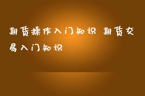 期货操作入门知识 期货交易入门知识_https://www.iteshow.com_股指期货_第2张