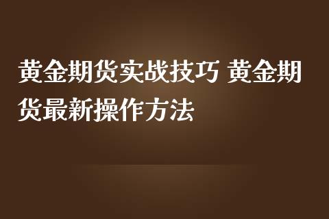 黄金期货实战技巧 黄金期货最新操作方法_https://www.iteshow.com_商品期权_第2张