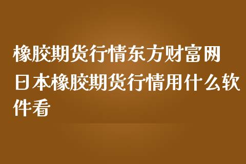 橡胶期货行情东方财富网 日本橡胶期货行情用什么软件看_https://www.iteshow.com_股指期权_第2张