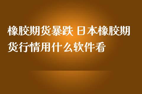 橡胶期货暴跌 日本橡胶期货行情用什么软件看_https://www.iteshow.com_原油期货_第2张