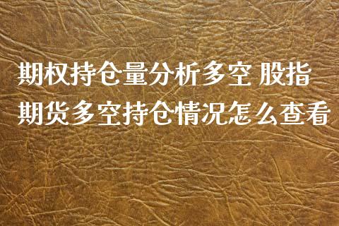 期权持仓量分析多空 股指期货多空持仓情况怎么查看_https://www.iteshow.com_股指期货_第2张