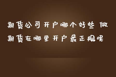 期货公司开户哪个好些 做期货在哪里开户最正规呢_https://www.iteshow.com_股指期权_第2张