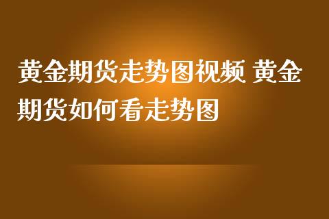 黄金期货走势图视频 黄金期货如何看走势图_https://www.iteshow.com_期货公司_第2张