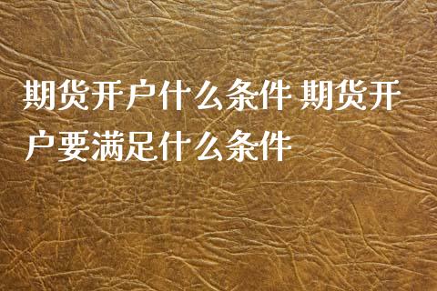 期货开户什么条件 期货开户要满足什么条件_https://www.iteshow.com_商品期权_第2张