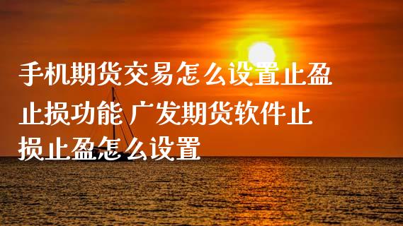 手机期货交易怎么设置止盈止损功能 广发期货软件止损止盈怎么设置_https://www.iteshow.com_期货手续费_第2张