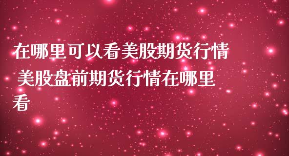 在哪里可以看美股期货行情 美股盘前期货行情在哪里看_https://www.iteshow.com_期货交易_第2张