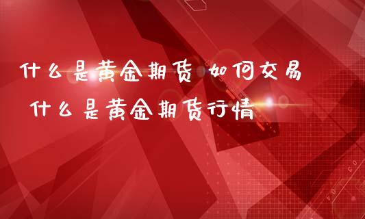 什么是黄金期货 如何交易 什么是黄金期货行情_https://www.iteshow.com_期货百科_第2张