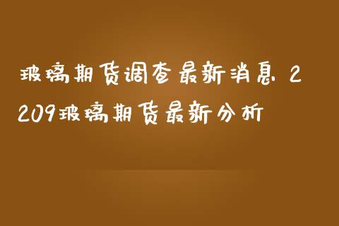 玻璃期货调查最新消息 2209玻璃期货最新分析_https://www.iteshow.com_期货公司_第2张