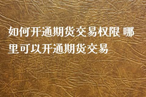 如何开通期货交易权限 哪里可以开通期货交易_https://www.iteshow.com_商品期货_第2张