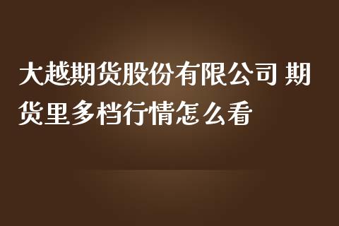 大越期货股份有限公司 期货里多档行情怎么看_https://www.iteshow.com_期货交易_第2张