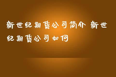 新世纪期货公司简介 新世纪期货公司如何_https://www.iteshow.com_商品期货_第2张