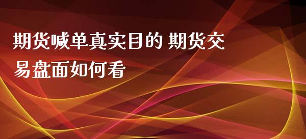 期货喊单真实目的 期货交易盘面如何看_https://www.iteshow.com_股指期货_第2张