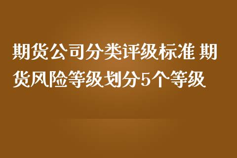 期货公司分类评级标准 期货风险等级划分5个等级_https://www.iteshow.com_期货品种_第2张