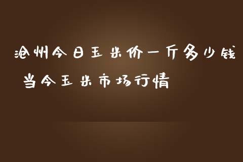 沧州今日玉米价一斤多少钱 当今玉米市场行情_https://www.iteshow.com_期货品种_第2张