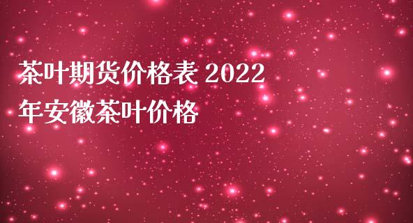 茶叶期货价格表 2022年安徽茶叶价格_https://www.iteshow.com_股指期货_第2张