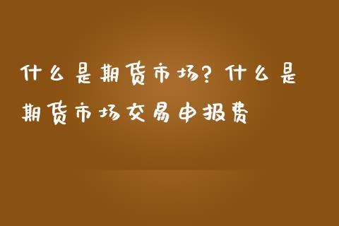 什么是期货市场? 什么是期货市场交易申报费_https://www.iteshow.com_商品期权_第2张