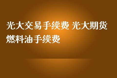 光大交易手续费 光大期货燃料油手续费_https://www.iteshow.com_商品期权_第2张