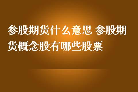 参股期货什么意思 参股期货概念股有哪些股票_https://www.iteshow.com_股指期权_第2张