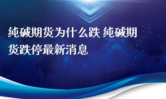 纯碱期货为什么跌 纯碱期货跌停最新消息_https://www.iteshow.com_股指期货_第2张