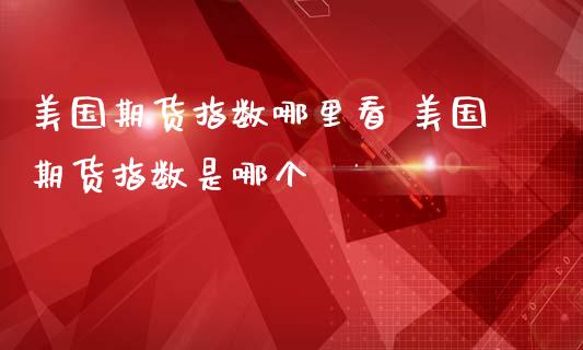 美国期货指数哪里看 美国期货指数是哪个_https://www.iteshow.com_商品期货_第2张