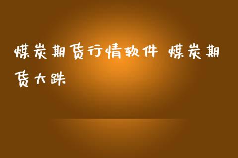 煤炭期货行情软件 煤炭期货大跌_https://www.iteshow.com_商品期货_第2张