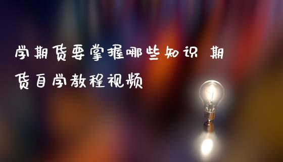 学期货要掌握哪些知识 期货自学教程视频_https://www.iteshow.com_商品期货_第2张