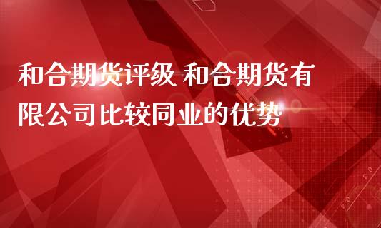 和合期货评级 和合期货有限公司比较同业的优势_https://www.iteshow.com_期货交易_第2张