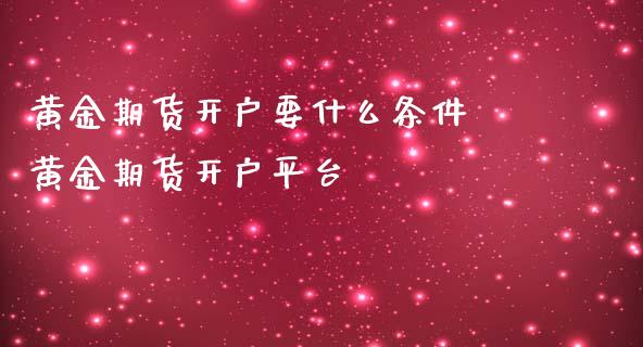 黄金期货开户要什么条件 黄金期货开户平台_https://www.iteshow.com_原油期货_第2张