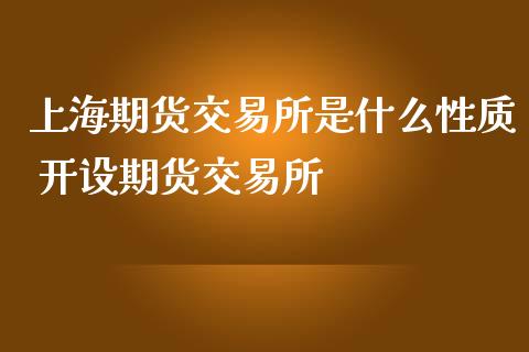 上海期货交易所是什么性质 开设期货交易所_https://www.iteshow.com_期货知识_第2张