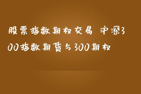 股票指数期权交易 沪深300指数期货与300期权_https://www.iteshow.com_期货交易_第2张