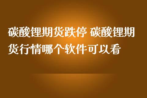 碳酸锂期货跌停 碳酸锂期货行情哪个软件可以看_https://www.iteshow.com_期货公司_第2张