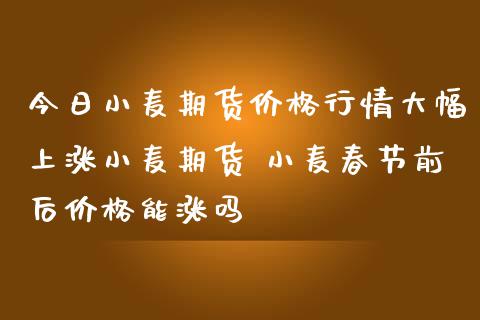 今日小麦期货价格行情大幅上涨小麦期货 小麦春节前后价格能涨吗_https://www.iteshow.com_商品期权_第2张