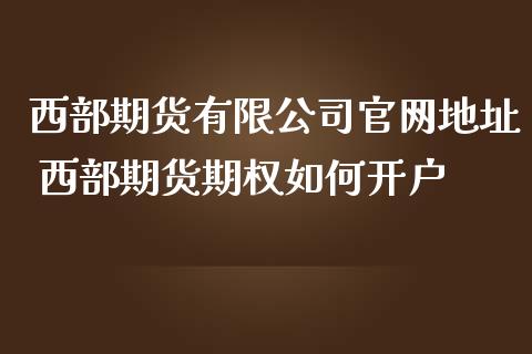 西部期货有限公司官网地址 西部期货期权如何开户_https://www.iteshow.com_期货交易_第2张