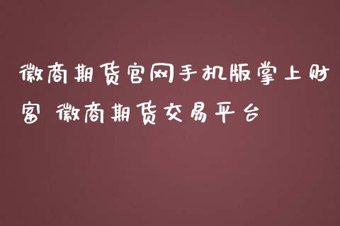 徽商期货官网手机版掌上财富 徽商期货交易平台_https://www.iteshow.com_股指期权_第2张