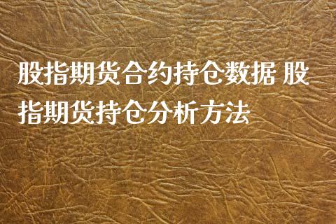 股指期货合约持仓数据 股指期货持仓分析方法_https://www.iteshow.com_商品期货_第2张