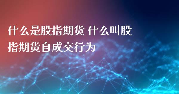 什么是股指期货 什么叫股指期货自成交行为_https://www.iteshow.com_股指期货_第2张