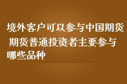 境外客户可以参与中国期货 期货普通投资者主要参与哪些品种_https://www.iteshow.com_期货品种_第2张