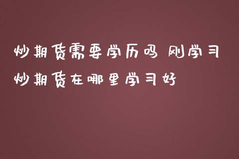 炒期货需要学历吗 刚学习炒期货在哪里学习好_https://www.iteshow.com_期货百科_第2张