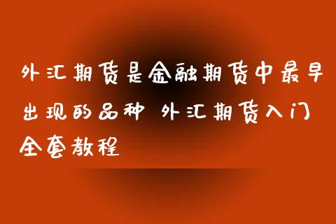 外汇期货是金融期货中最早出现的品种 外汇期货入门全套教程_https://www.iteshow.com_期货公司_第2张