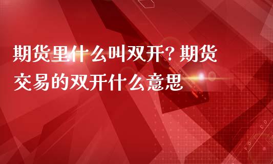 期货里什么叫双开? 期货交易的双开什么意思_https://www.iteshow.com_期货知识_第2张