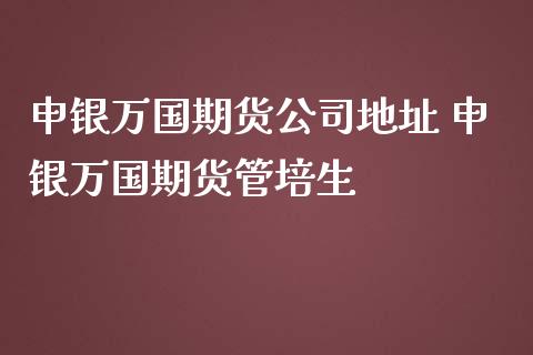 申银万国期货公司地址 申银万国期货管培生_https://www.iteshow.com_期货手续费_第2张