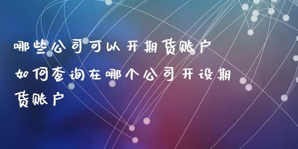 哪些公司可以开期货账户 如何查询在哪个公司开设期货账户_https://www.iteshow.com_商品期货_第2张