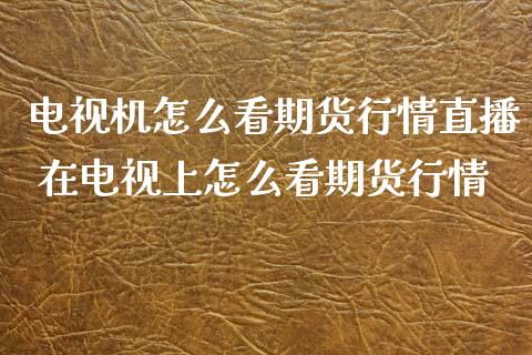 电视机怎么看期货行情直播 在电视上怎么看期货行情_https://www.iteshow.com_股指期权_第2张