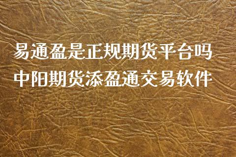 易通盈是正规期货平台吗 中阳期货添盈通交易软件_https://www.iteshow.com_期货品种_第2张