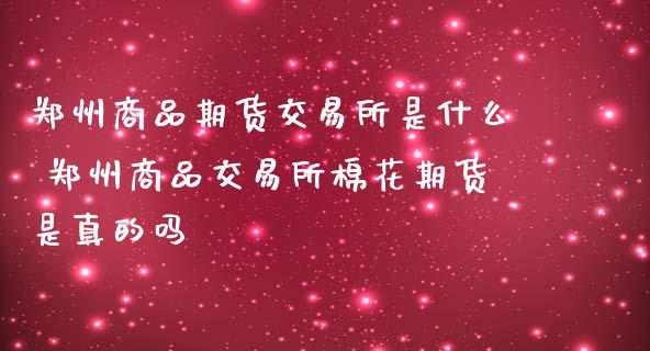 郑州商品期货交易所是什么 郑州商品交易所棉花期货是真的吗_https://www.iteshow.com_股指期权_第2张